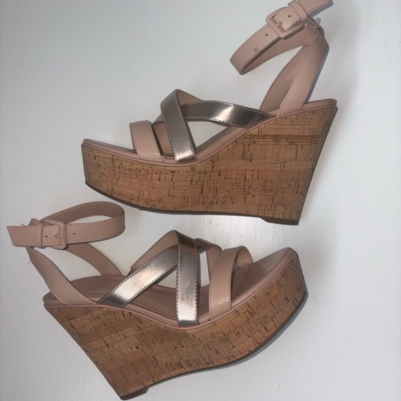 Guess Platform Cork Wedge Rose Gold Nude - Picture 4 of 16